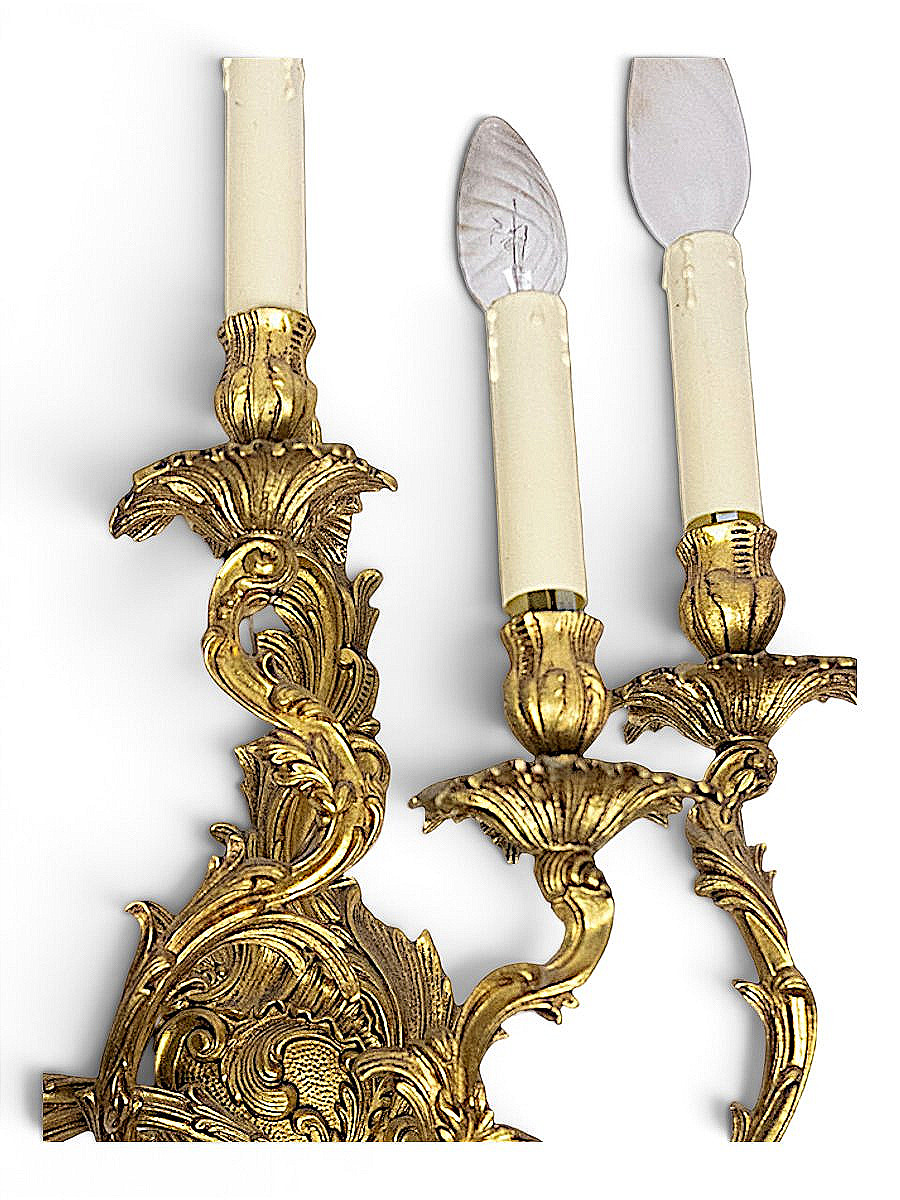 Large Seven-light Wall Sconce In Gilded Bronze—louis XV Rocaille Style—19th Century (circa 1880)-photo-1