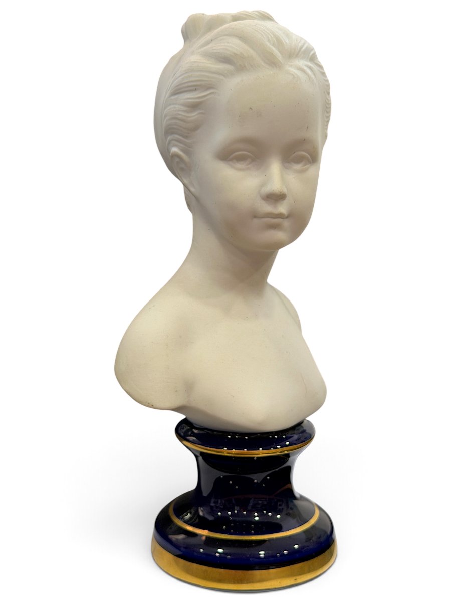 Buste de Louise Brongniart d’après Houdon en biscuit - Porcelaine de Limoges - France -XXe S.-photo-2
