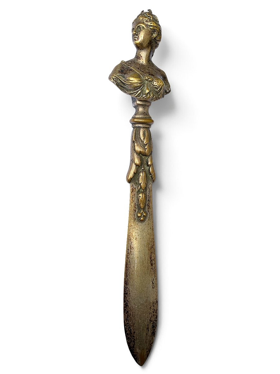 "diane" Letter Opener And Paper Cutter In Gilded Bronze, Louis XVI Style - Susse Frères - 19th Century-photo-2