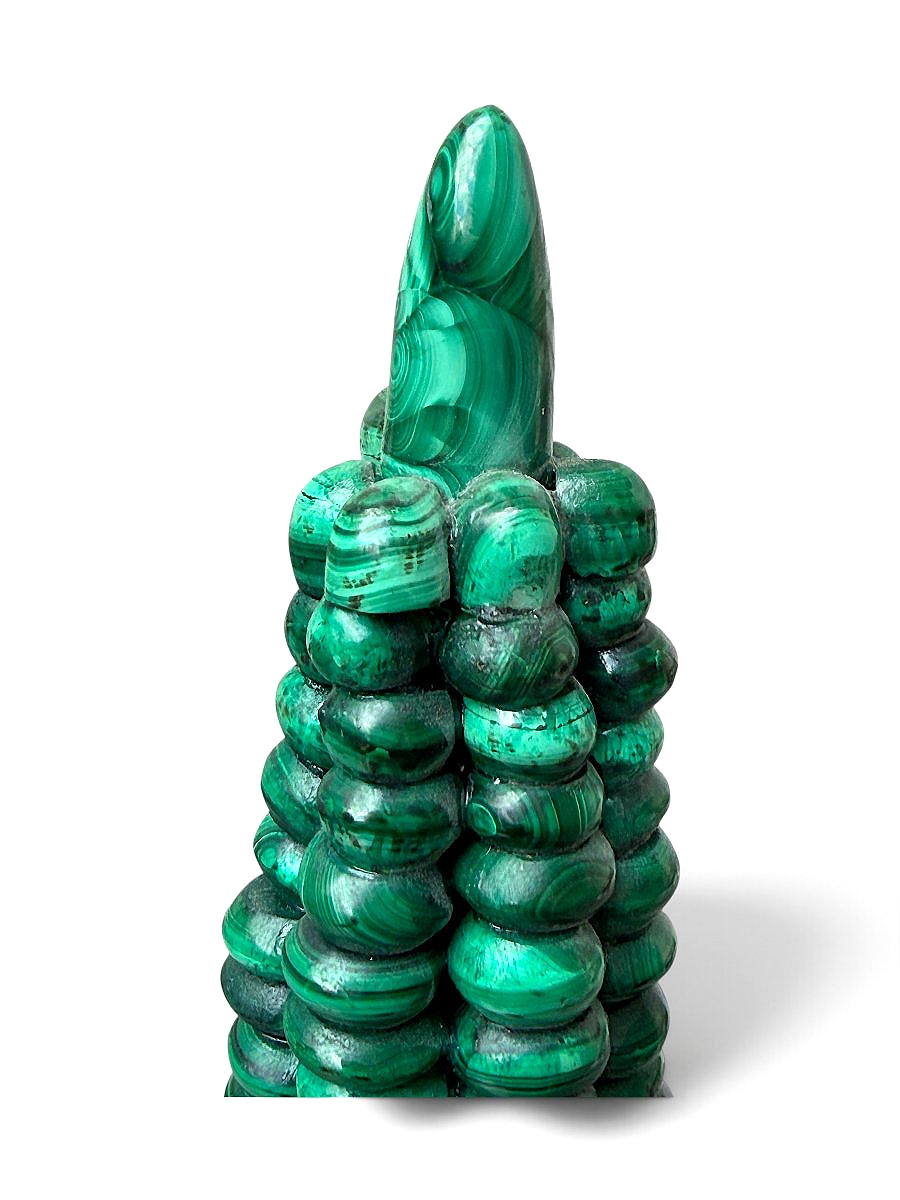 Sculpture Depicting An Ear Of Corn, Made Of Malachite - Italy - Mid-20th Century - Height: 28 Cm-photo-2