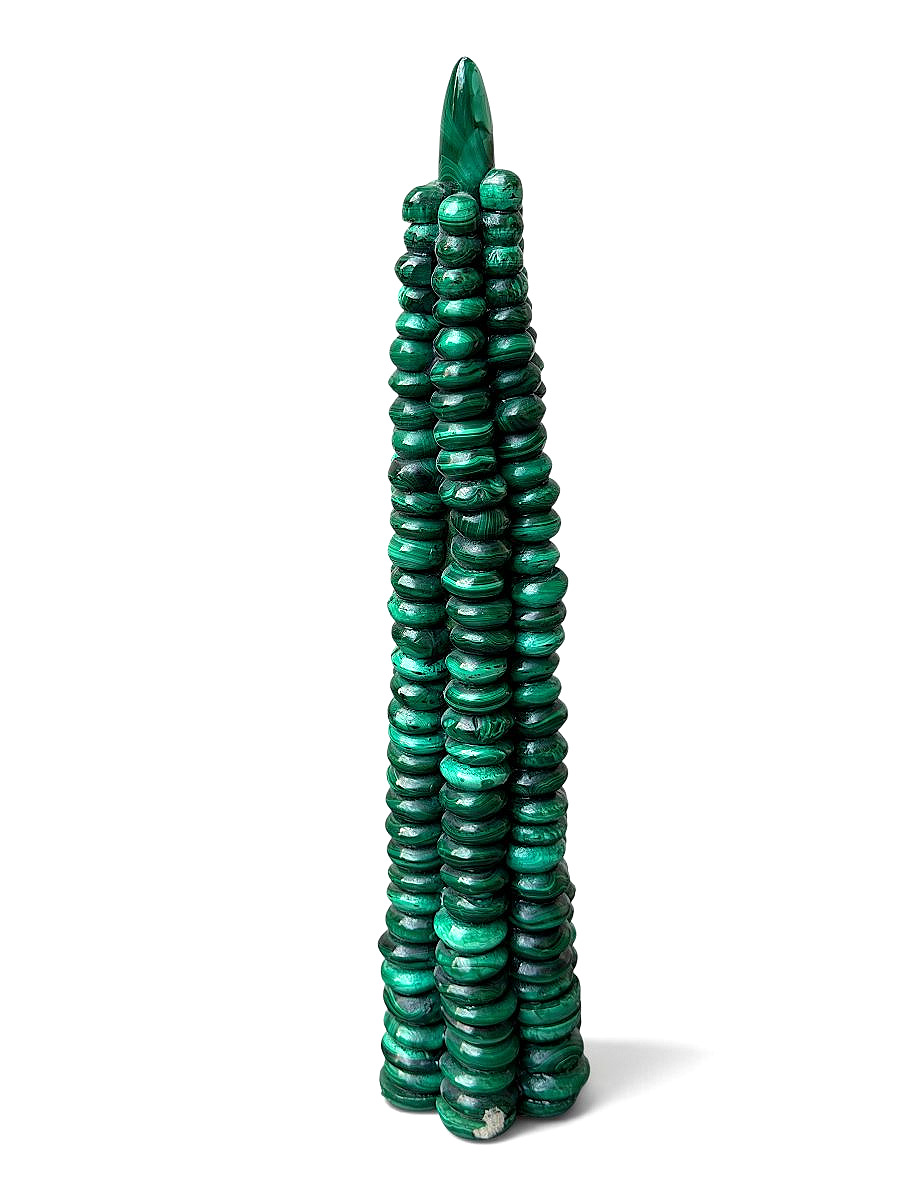 Sculpture Depicting An Ear Of Corn, Made Of Malachite - Italy - Mid-20th Century - Height: 28 Cm-photo-1