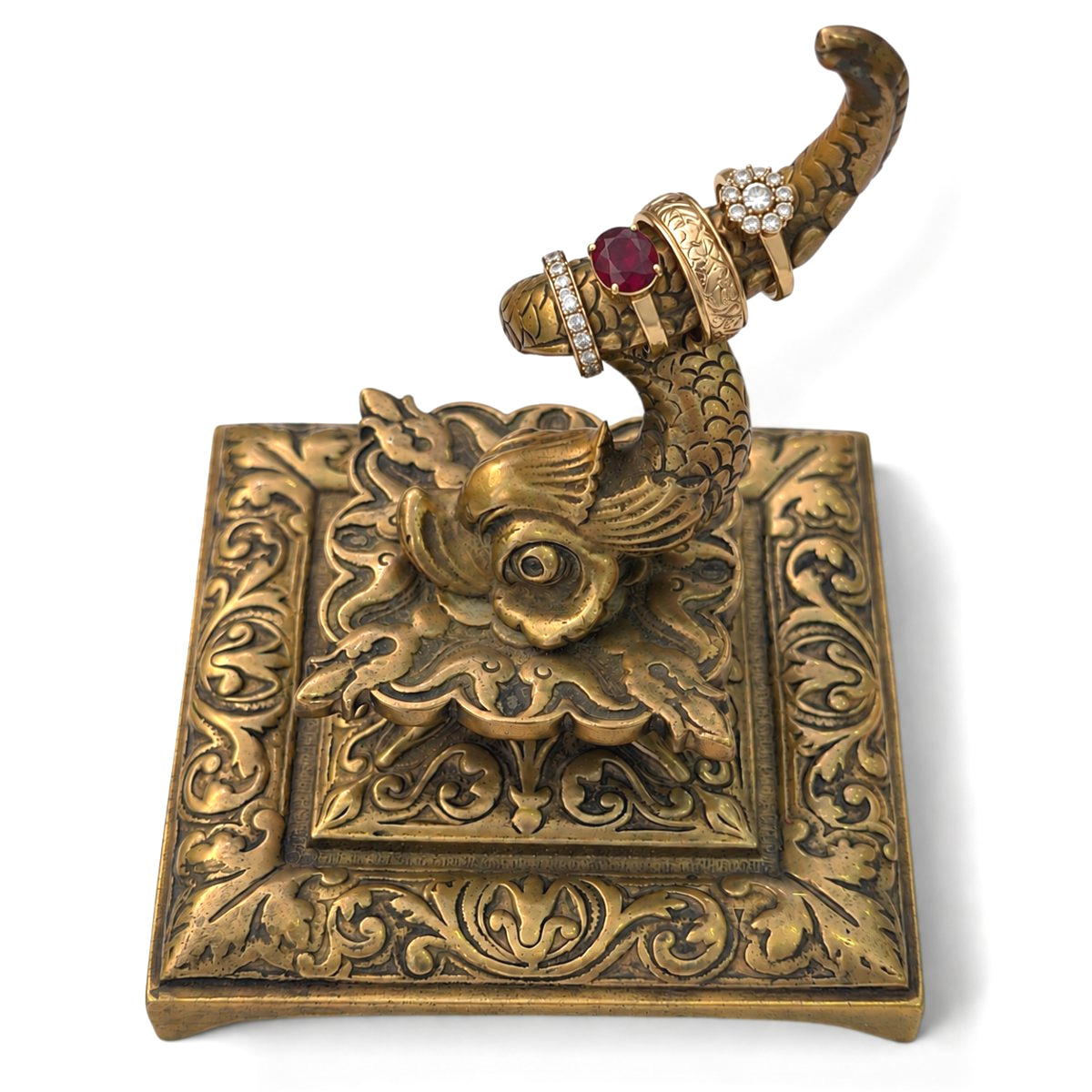 Gilded Bronze Paperweight Or Ring Holder Featuring A Dolphin In The Renaissance Style; 19th Century-photo-3
