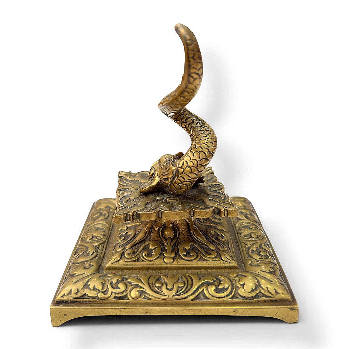 Gilded Bronze Paperweight Or Ring Holder Featuring A Dolphin In The Renaissance Style; 19th Century-photo-1