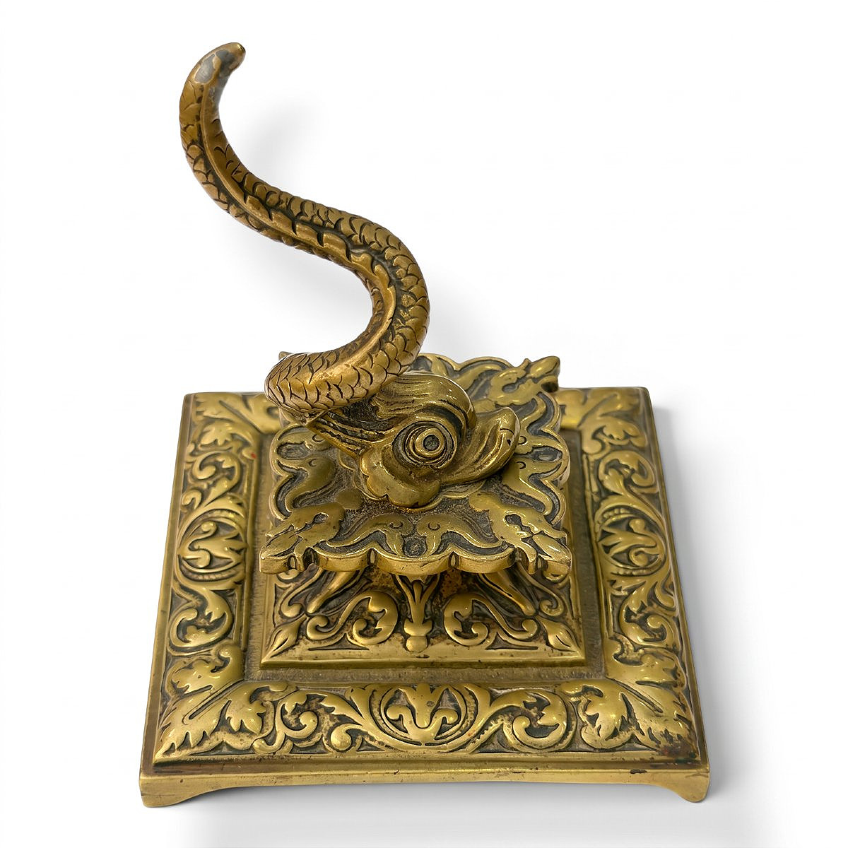Gilded Bronze Paperweight Or Ring Holder Featuring A Dolphin In The Renaissance Style; 19th Century-photo-4