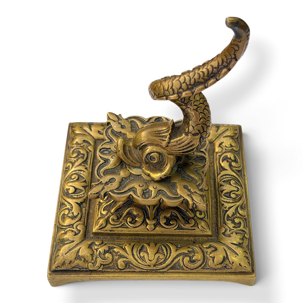 Gilded Bronze Paperweight Or Ring Holder Featuring A Dolphin In The Renaissance Style; 19th Century
