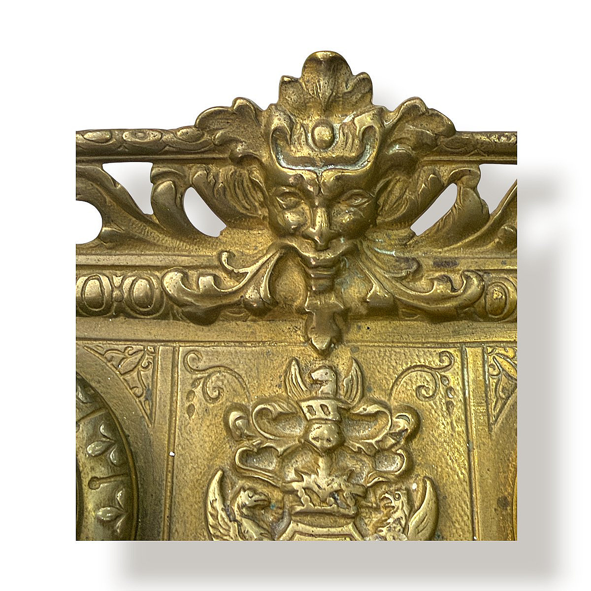 Encrier de bureau vide-poches en bronze doré à décor héraldique - Époque Napoléon III - XIXe s-photo-1