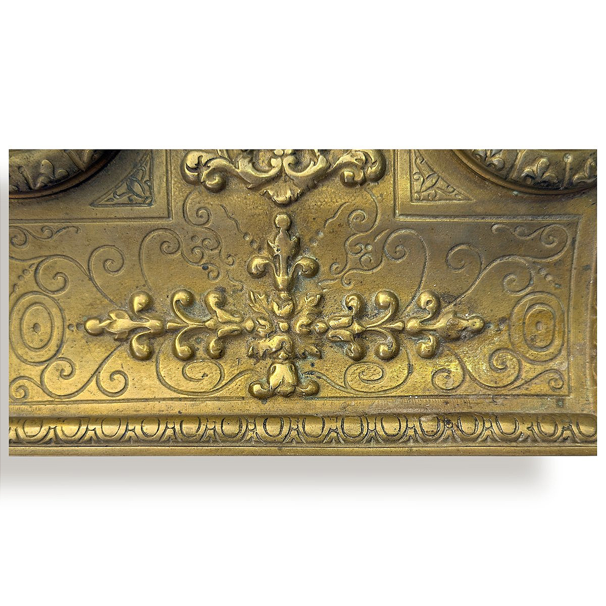 Encrier de bureau vide-poches en bronze doré à décor héraldique - Époque Napoléon III - XIXe s-photo-2