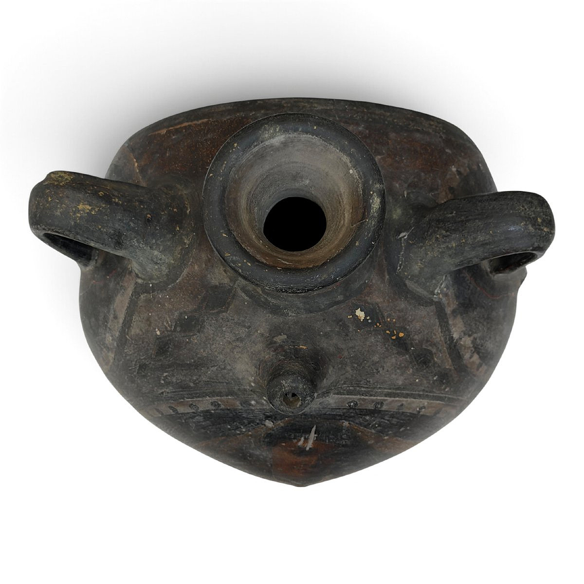Vase-gourde de pèlerin en faïence femme orientale à décor peint - Travail début XXe (vers 1900)-photo-2