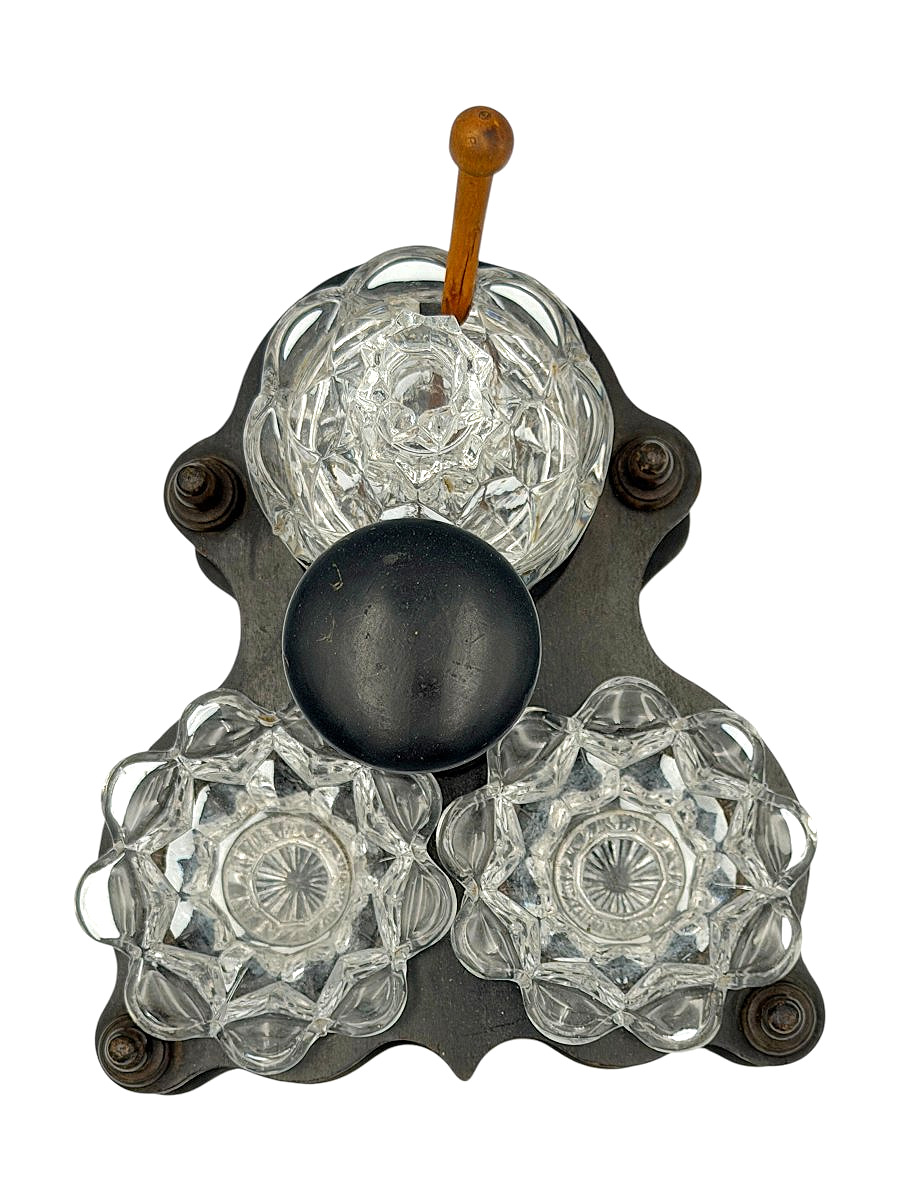 Serviteur de table à condiments - Époque Napoléon III vers 1870 - Bois tourné et verre-photo-2