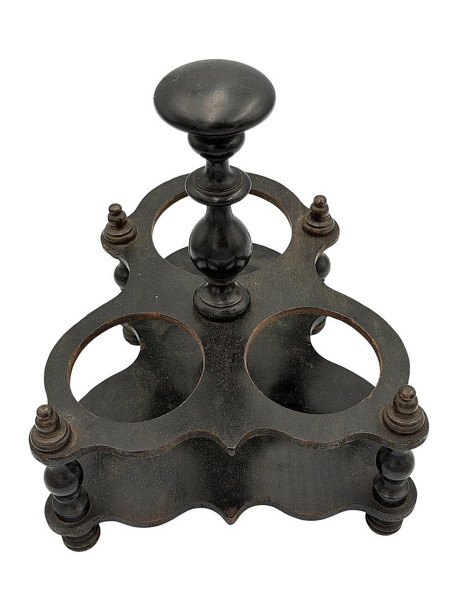Serviteur de table à condiments - Époque Napoléon III vers 1870 - Bois tourné et verre-photo-4