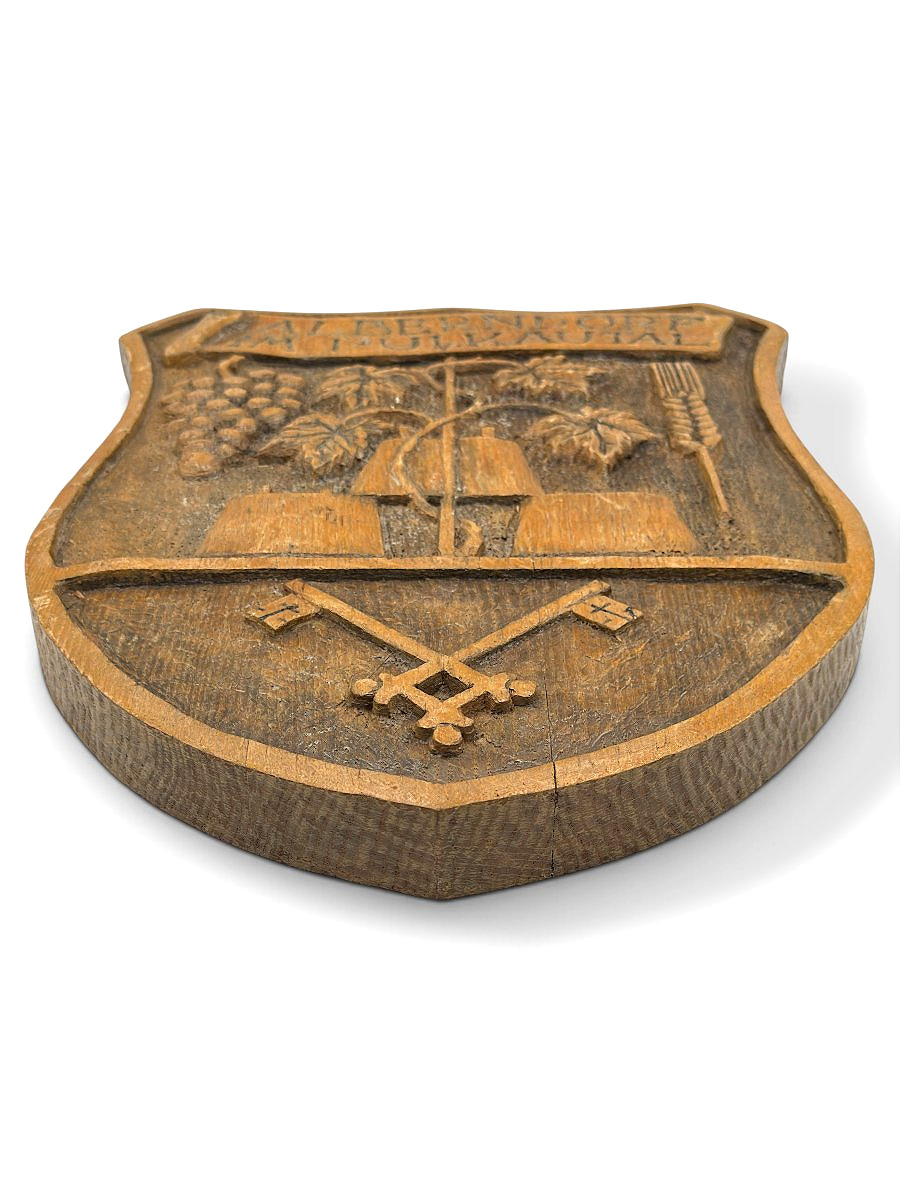 Plaque héraldique - Écusson en bois sculpté - H 39 cm - Armoiries Alberndorf - Autriche 1972-photo-3