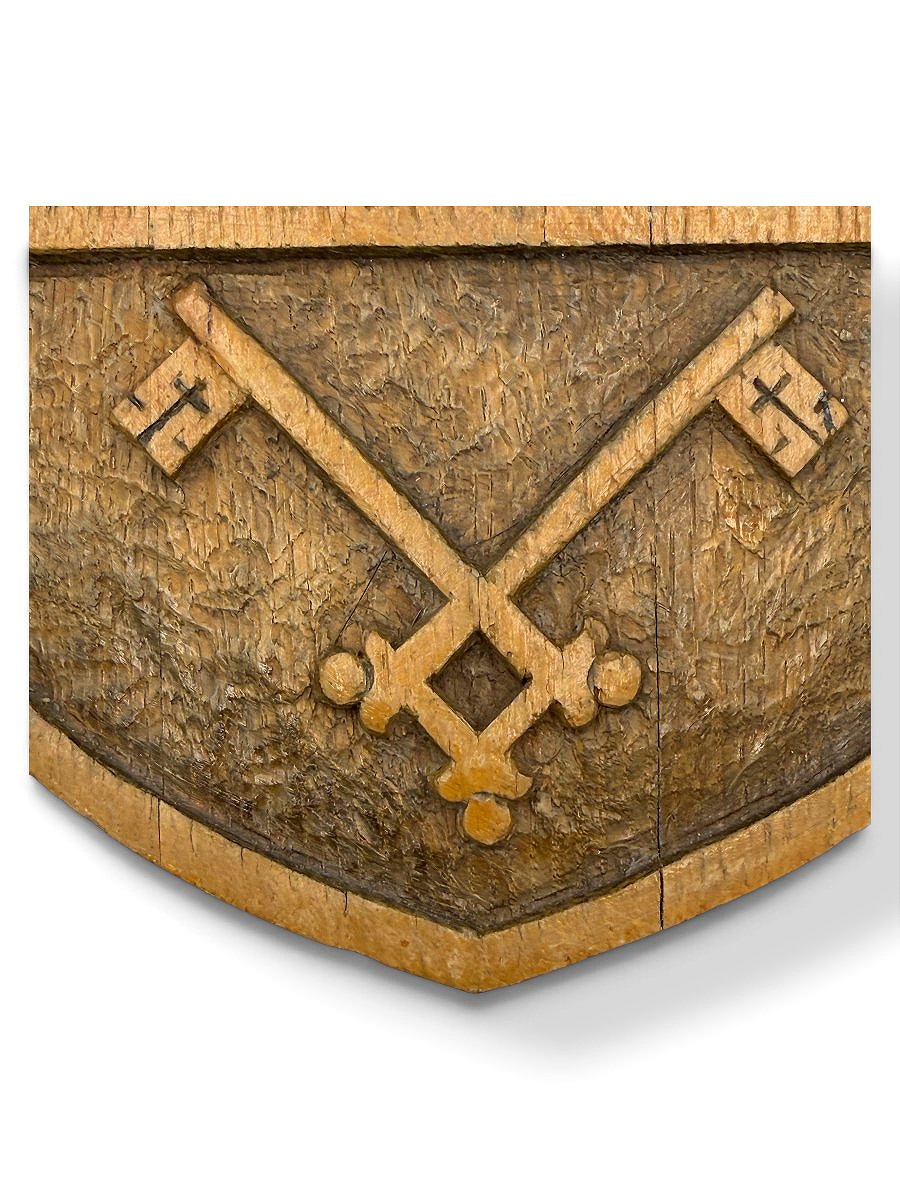 Plaque héraldique - Écusson en bois sculpté - H 39 cm - Armoiries Alberndorf - Autriche 1972-photo-1