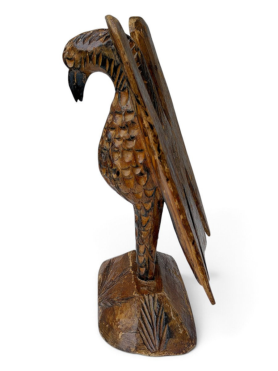 Aigle en bois sculpté aux ailes déployées sur son socle amovible - Art populaire - Hauteur 29cm-photo-3