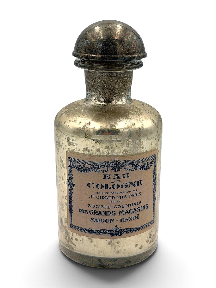 Flacon en verre mercurisé Eau de Cologne Giraud Fils Paris Grands Magasins Hanoi (Vers 1930)