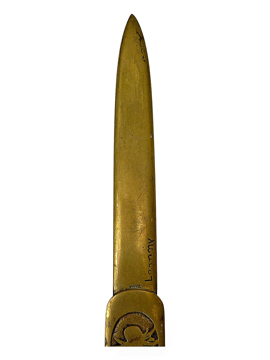Coupe-papier ouvre-lettres en Bronze à décor floral - Signé - L 27 cm - Art Nouveau - Vers 1900-photo-2