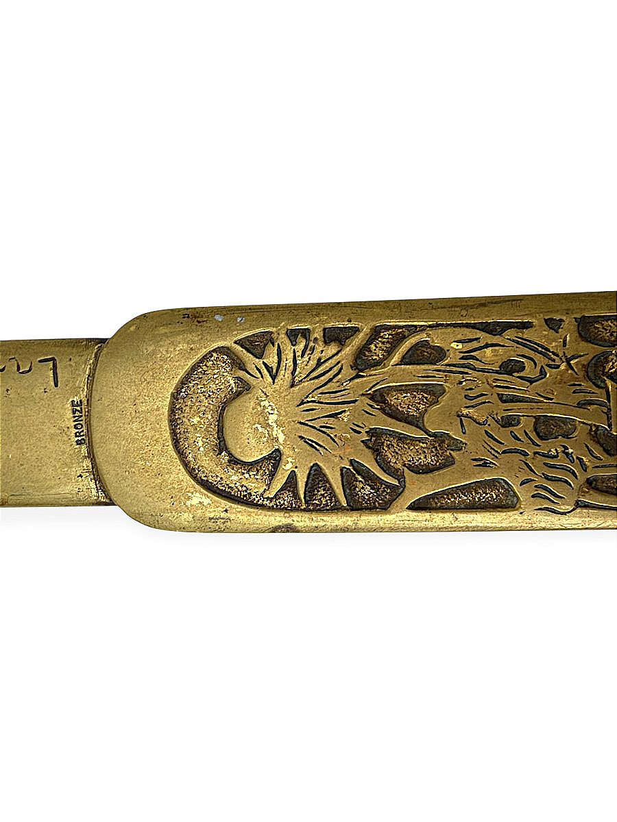 Coupe-papier ouvre-lettres en Bronze à décor floral - Signé - L 27 cm - Art Nouveau - Vers 1900-photo-3