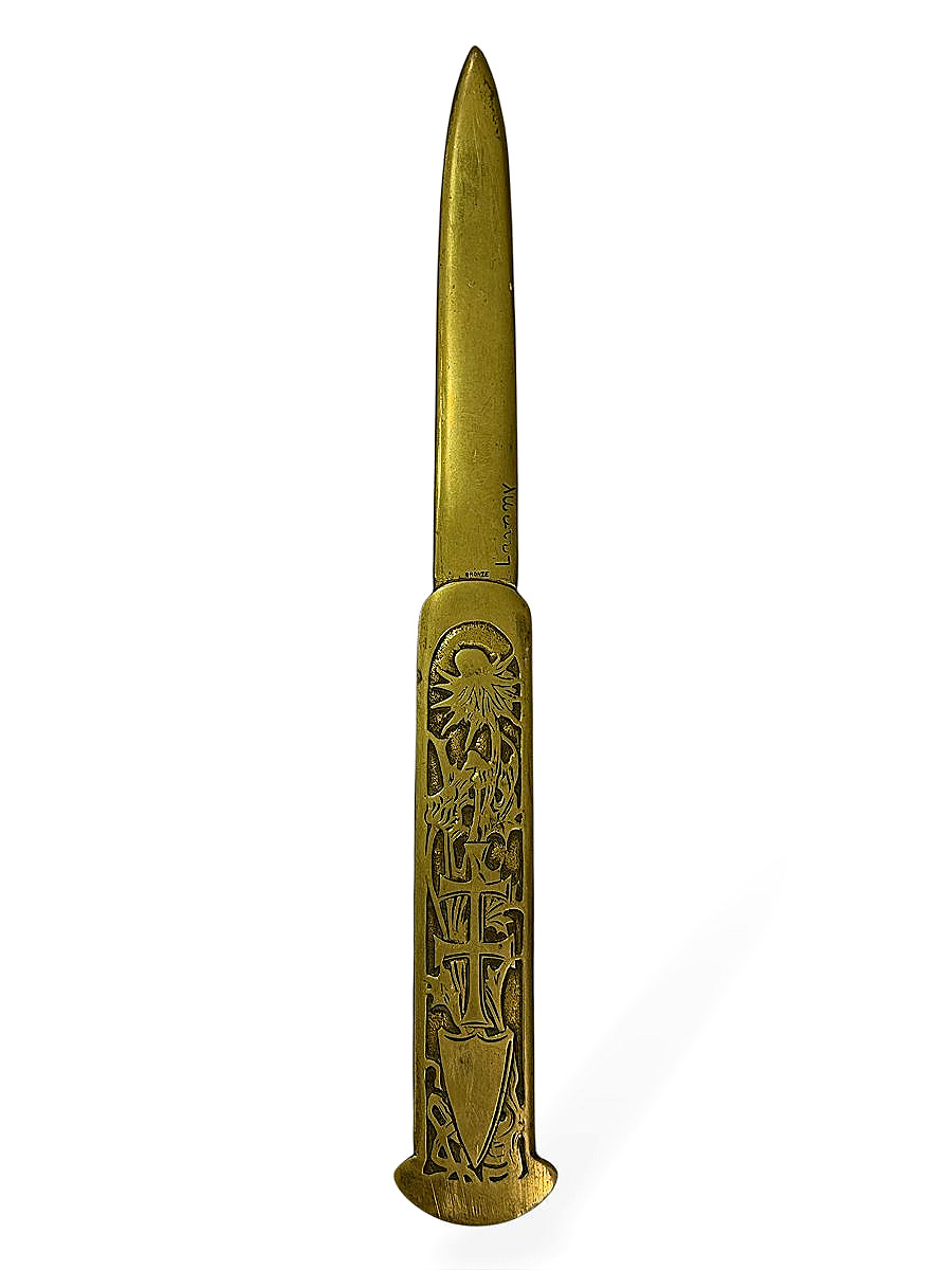 Coupe-papier ouvre-lettres en Bronze à décor floral - Signé - L 27 cm - Art Nouveau - Vers 1900