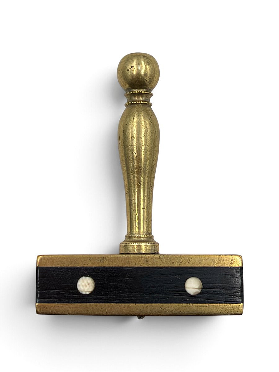 Glazier's Diamond Glass Cutter Made Of Brass And Blackened Wood - Antique Tool - 19th Century, Circa 1900-photo-2