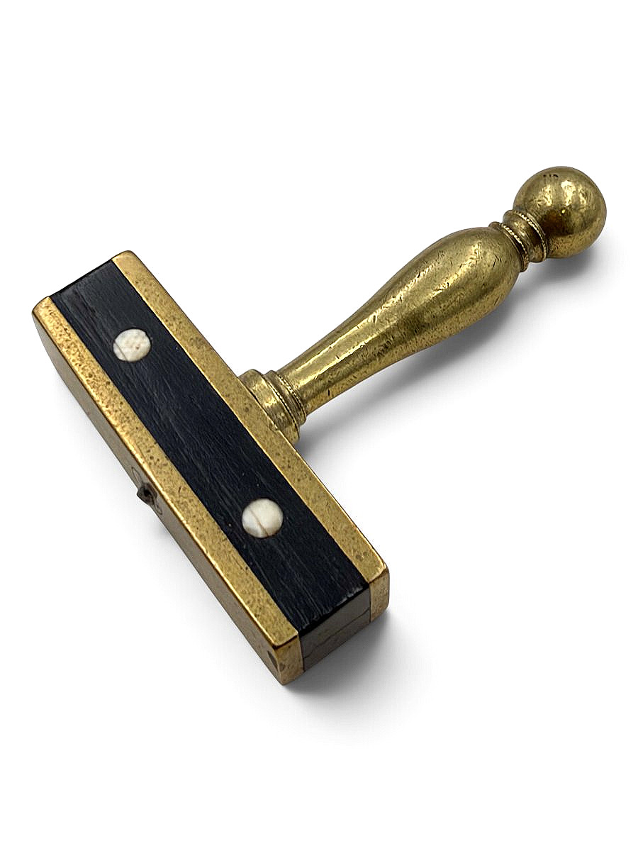 Glazier's Diamond Glass Cutter Made Of Brass And Blackened Wood - Antique Tool - 19th Century, Circa 1900