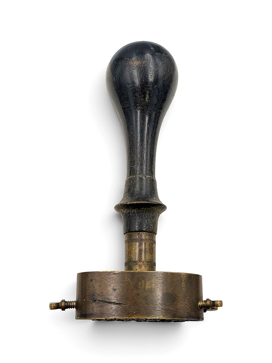 Tampon cachet de métier "Claude Bachellet Boucher Ain" - Bois et laiton - XIXe siècle vers 1900-photo-3