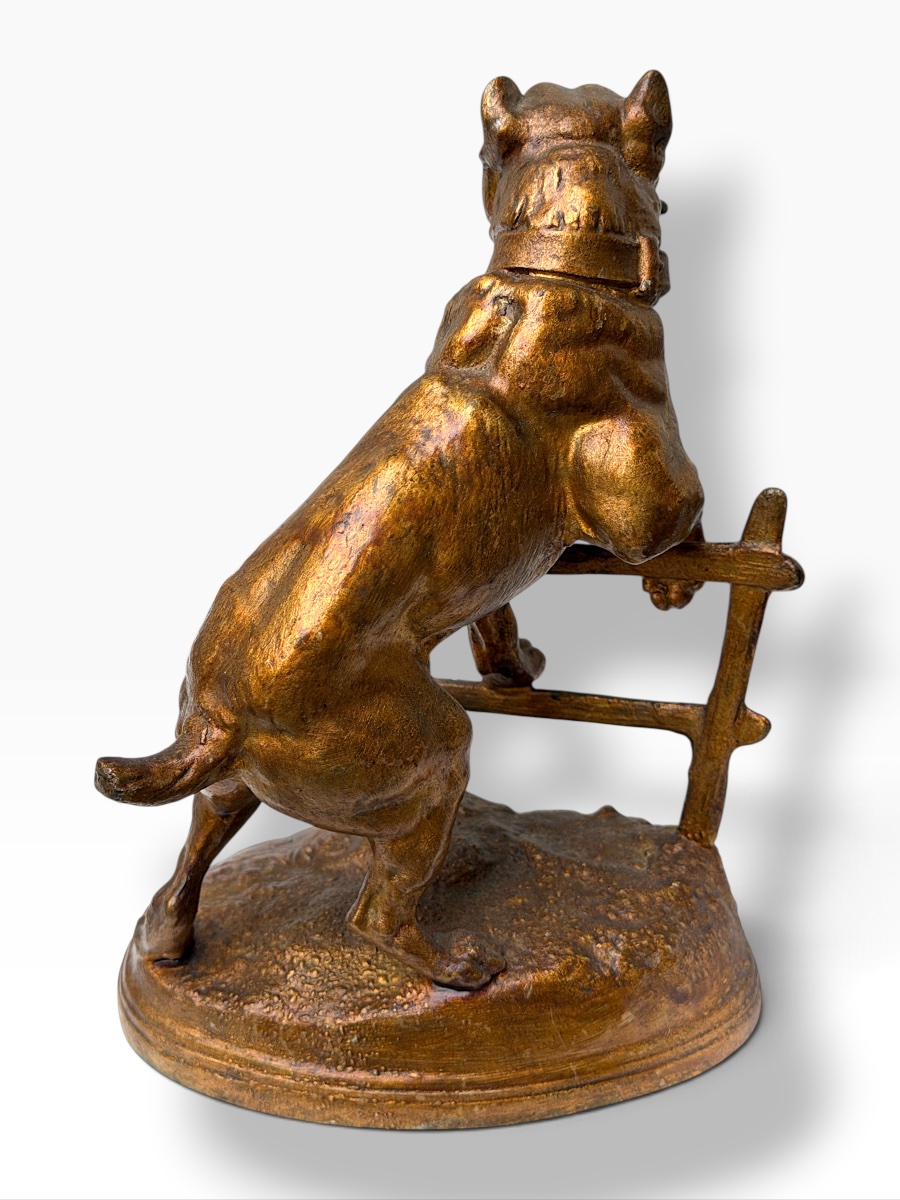 "dogue At The Gate" Watch Case, Gilded And Lacquered, Signed Valton—late 19th Century, Circa 1900-photo-4