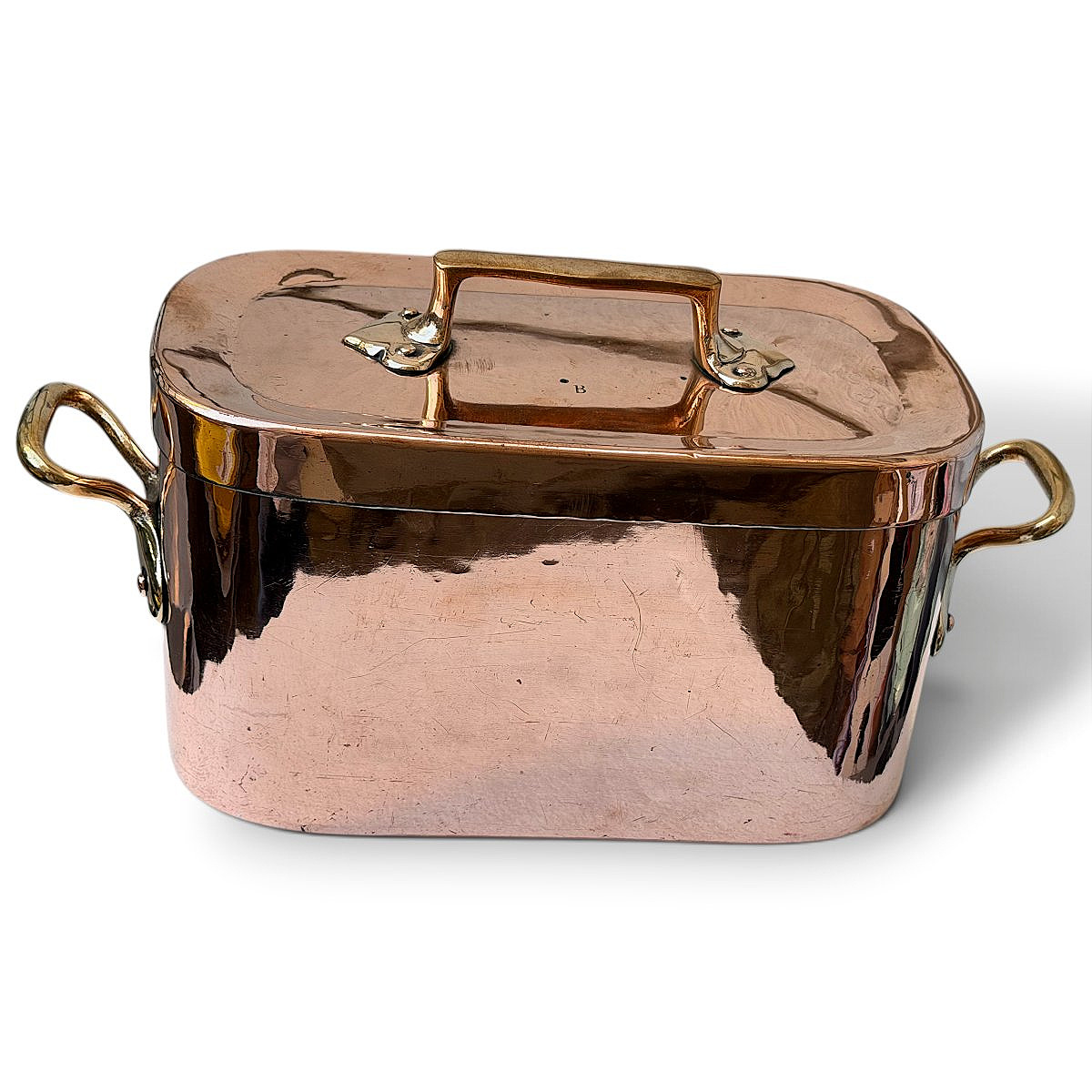 Rectangular Copper Cauldron With A Bronze Lid And Handles—france, 19th Century-photo-2