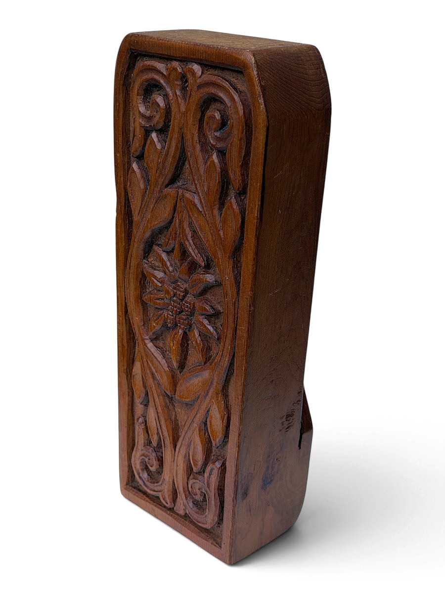 Coffin Étui Porte-Pierre Bois Sculpté Edelweiss Art Populaire Queyras Saint-Véran - Circa 1950