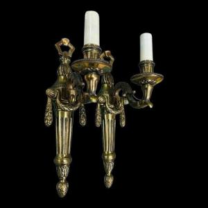 Pair Of Louis XVI Style Gilt Bronze Wall Sconces 
