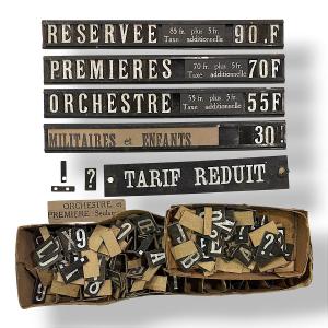 Cinema Or Theatre 4-rail Tariff Board, Customizable With A Set Of Letters - Circa 1930