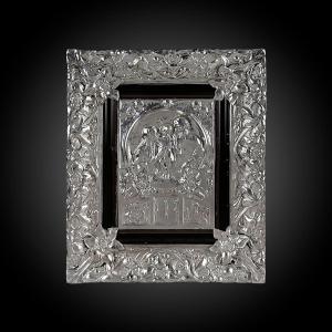 Tableau De Dévotion Sainte Famille Et Passion - Embossed Copper And Nickel Silver - 19th Century