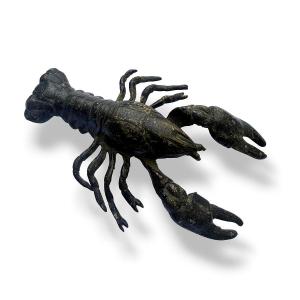 Bronze Statuette Or Press Paper Crayfish Patina - Objet De Cabinet De Curiosités - XXth C