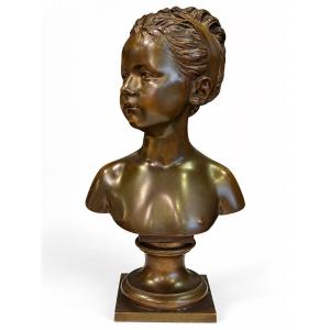 Buste en bronze de Louise Brongniart d’après Houdon - Signé Houdon et Susse Frères - XIXe s.