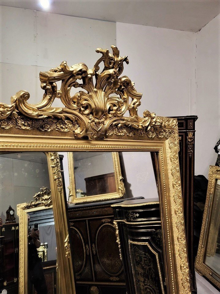 Grand Miroir Ou Glace En Bois Doré Et Stuc époque Napoléon III Napoleon 3-photo-2