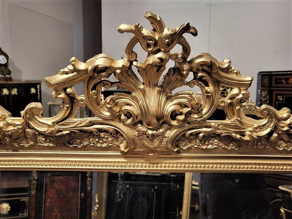 Large Mirror Or Mirror In Golden Wood And Stucco Napoleon III Period Napoleon 3-photo-3