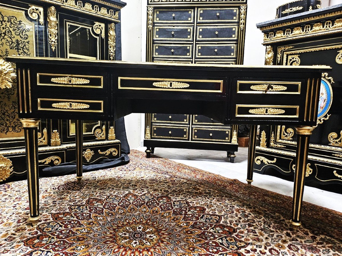 Flat Desk With Zippers Decorated With Bronzes Napoleon III Period Napoleon 3 Boulle-photo-2