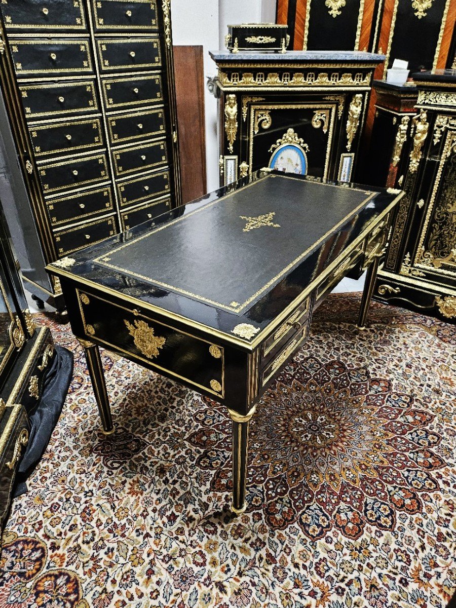 Flat Desk With Zippers Decorated With Bronzes Napoleon III Period Napoleon 3 Boulle-photo-4