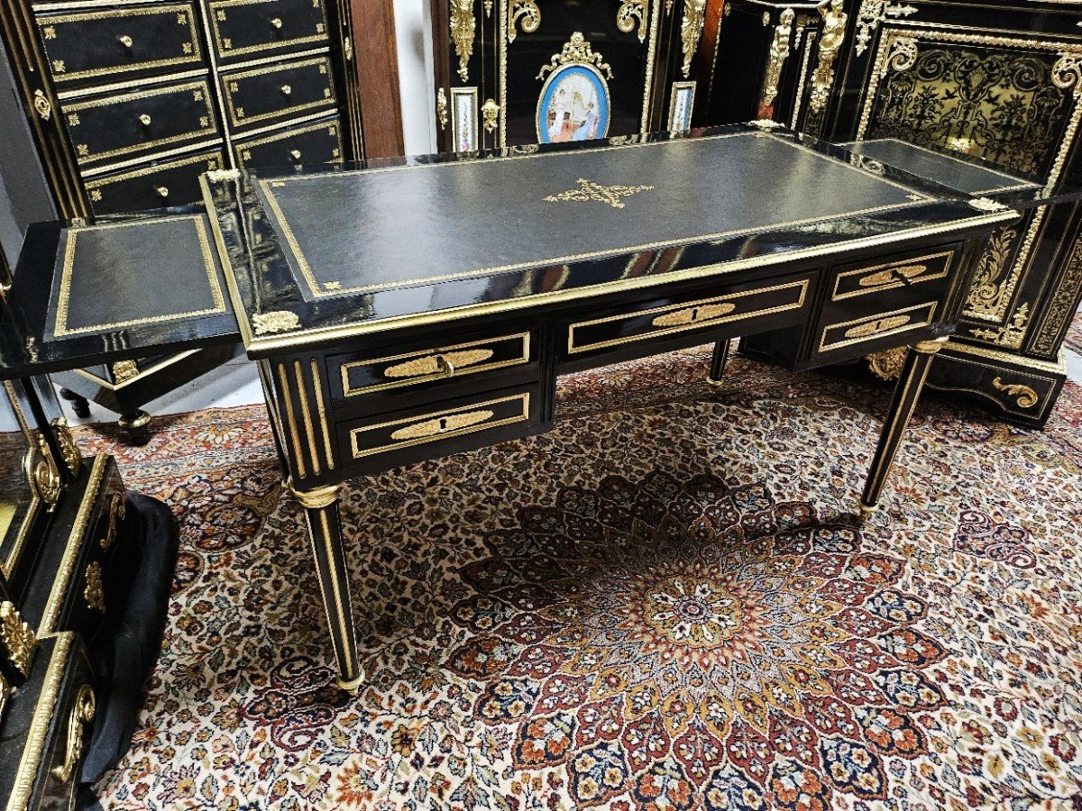 Flat Desk With Zippers Decorated With Bronzes Napoleon III Period Napoleon 3 Boulle-photo-1