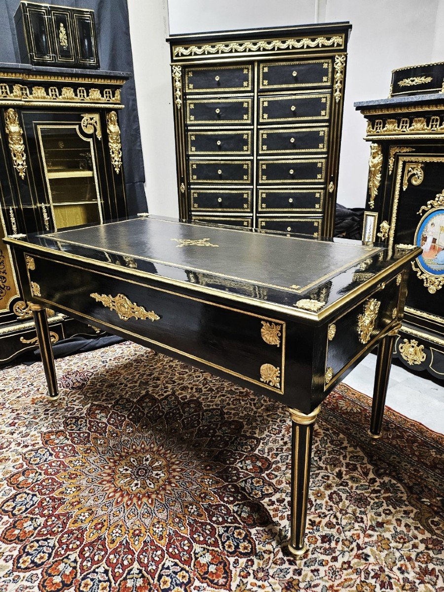 Flat Desk With Zippers Decorated With Bronzes Napoleon III Period Napoleon 3 Boulle-photo-3
