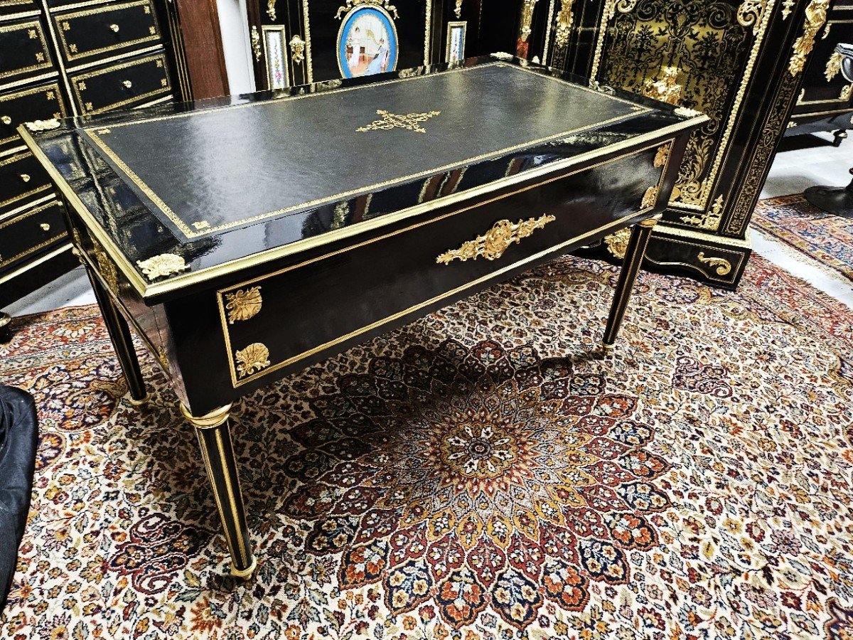 Flat Desk With Zippers Decorated With Bronzes Napoleon III Period Napoleon 3 Boulle-photo-4