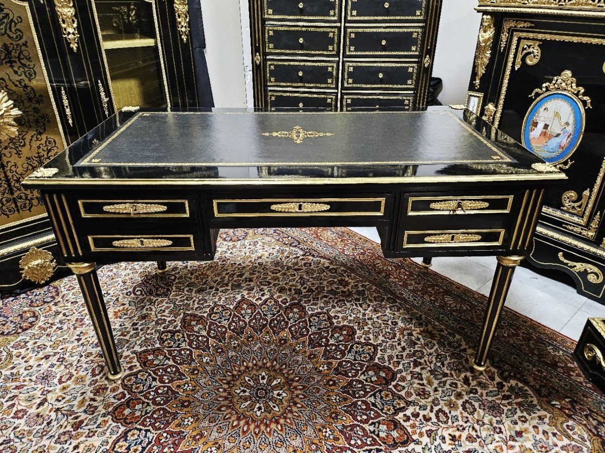 Flat Desk With Zippers Decorated With Bronzes Napoleon III Period Napoleon 3 Boulle-photo-6