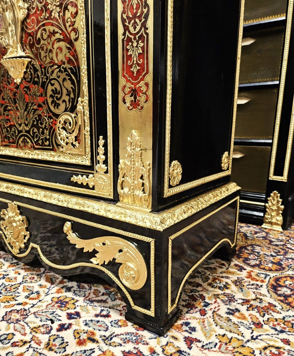 Rare Support Cabinet In Boulle Marquetry Napoleon III Period Napoleon 3-photo-2