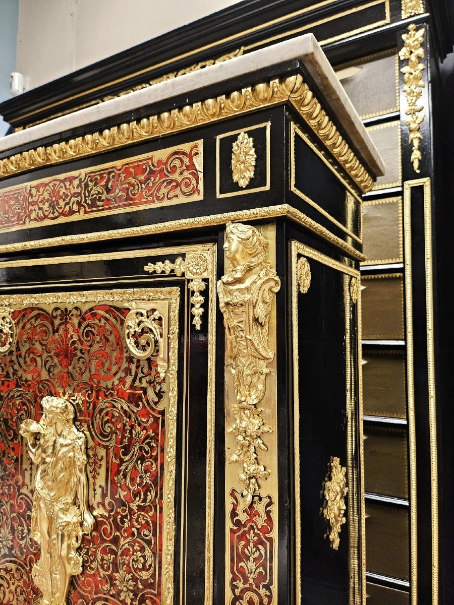 Rare Support Cabinet In Boulle Marquetry Napoleon III Period Napoleon 3-photo-3