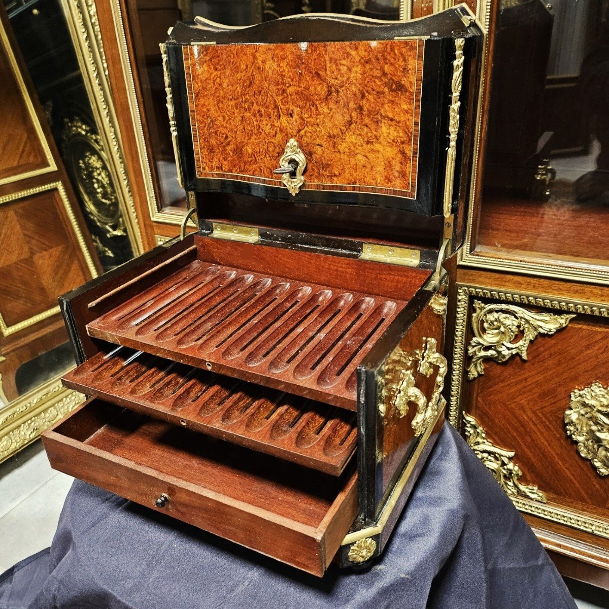 Cigar Humidor Signed Alphonse Giroux Count Boulle Crown Napoleon III Period Napoleon 3-photo-1