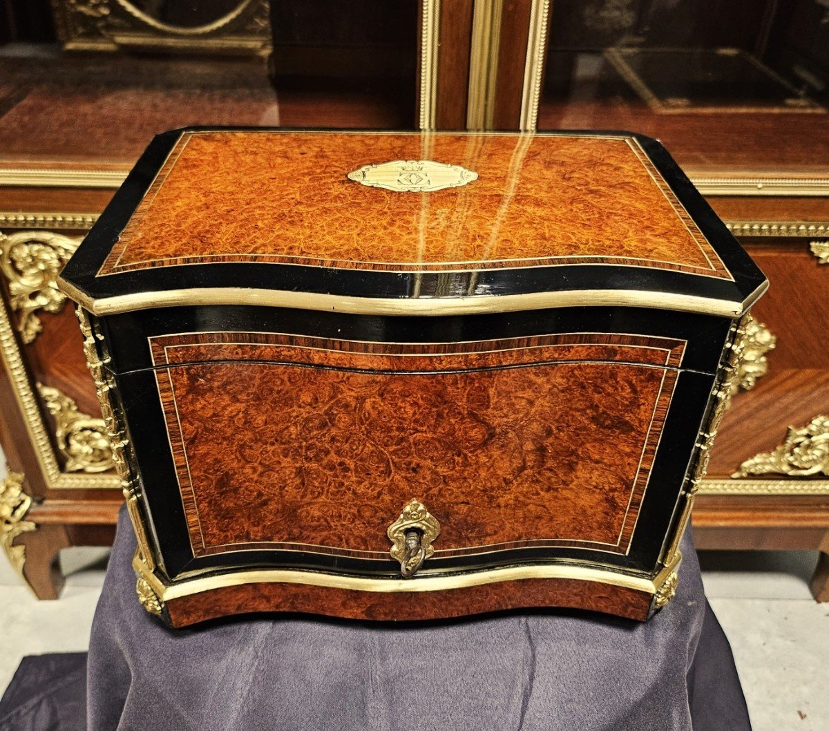 Cigar Humidor Signed Alphonse Giroux Count Boulle Crown Napoleon III Period Napoleon 3-photo-3