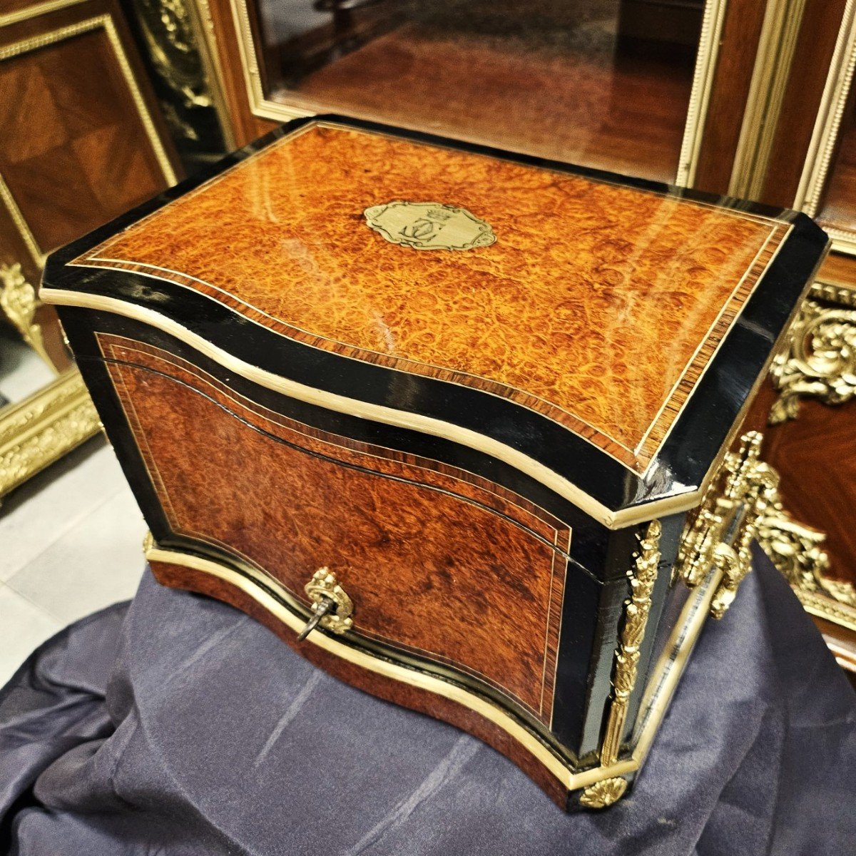 Cigar Humidor Signed Alphonse Giroux Count Boulle Crown Napoleon III Period Napoleon 3-photo-4