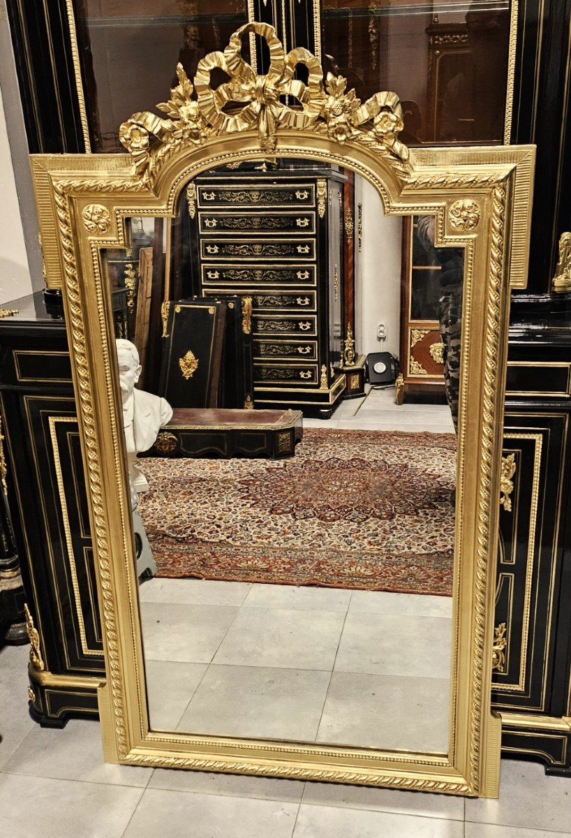 Large Mirror Or Mirror In Gilded Wood And Stucco Napoleon III Period Napoleon 3-photo-3