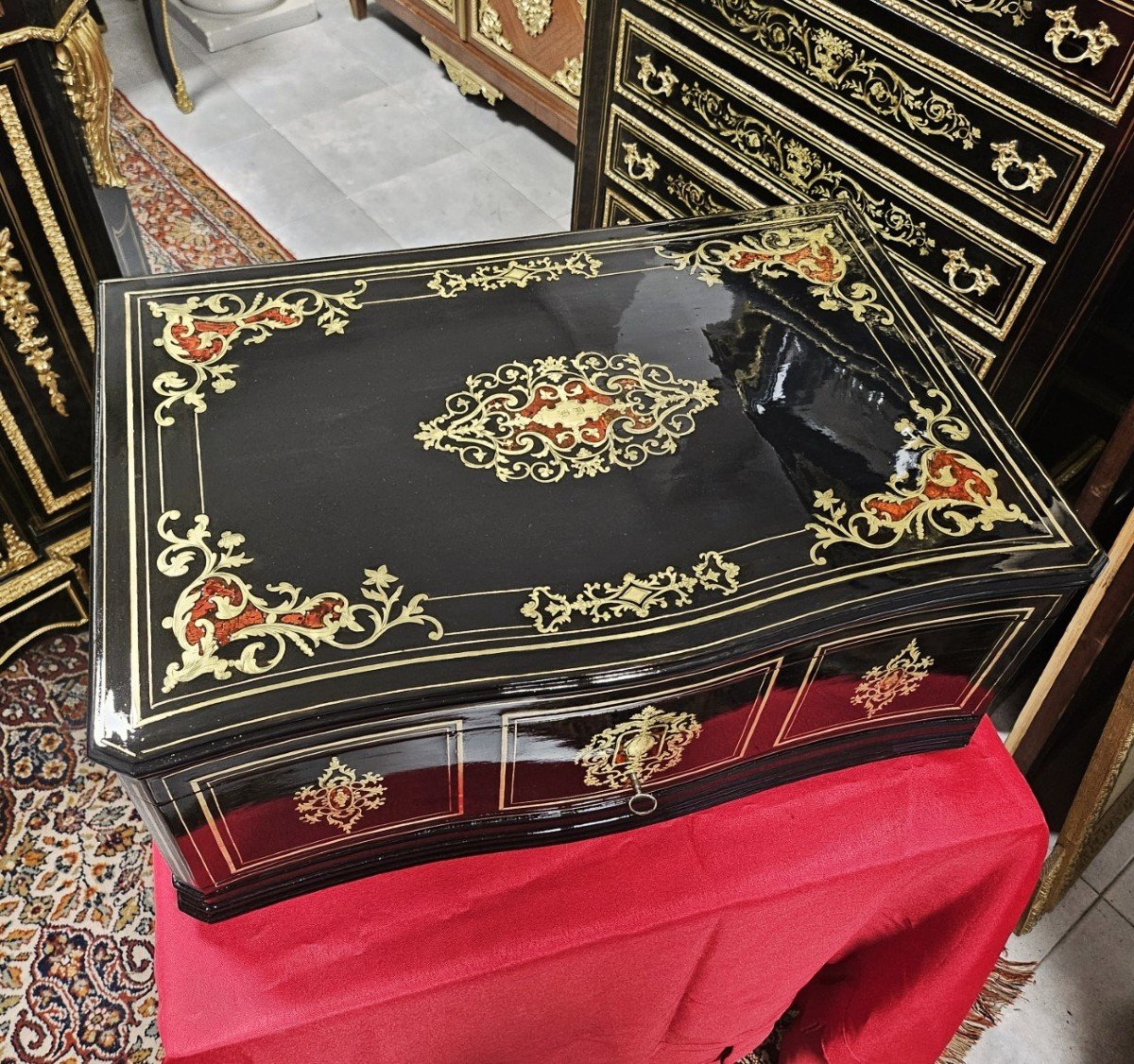 Large Box Or Shawl Box In Boulle Marquetry Napoleon III Period Napoleon 3-photo-4