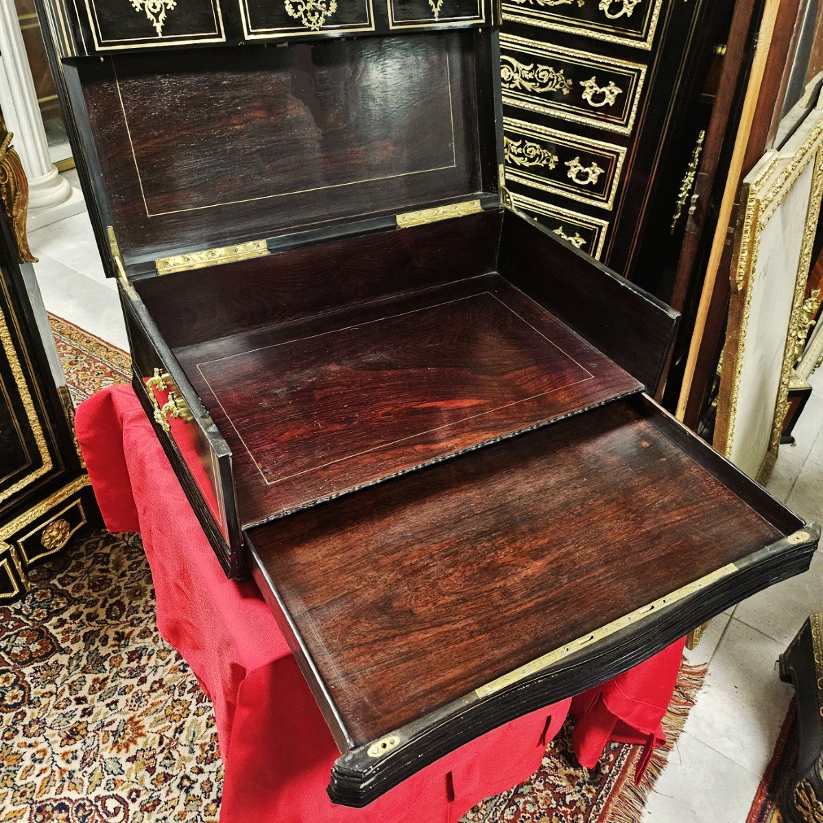 Large Box Or Shawl Box In Boulle Marquetry Napoleon III Period Napoleon 3-photo-5