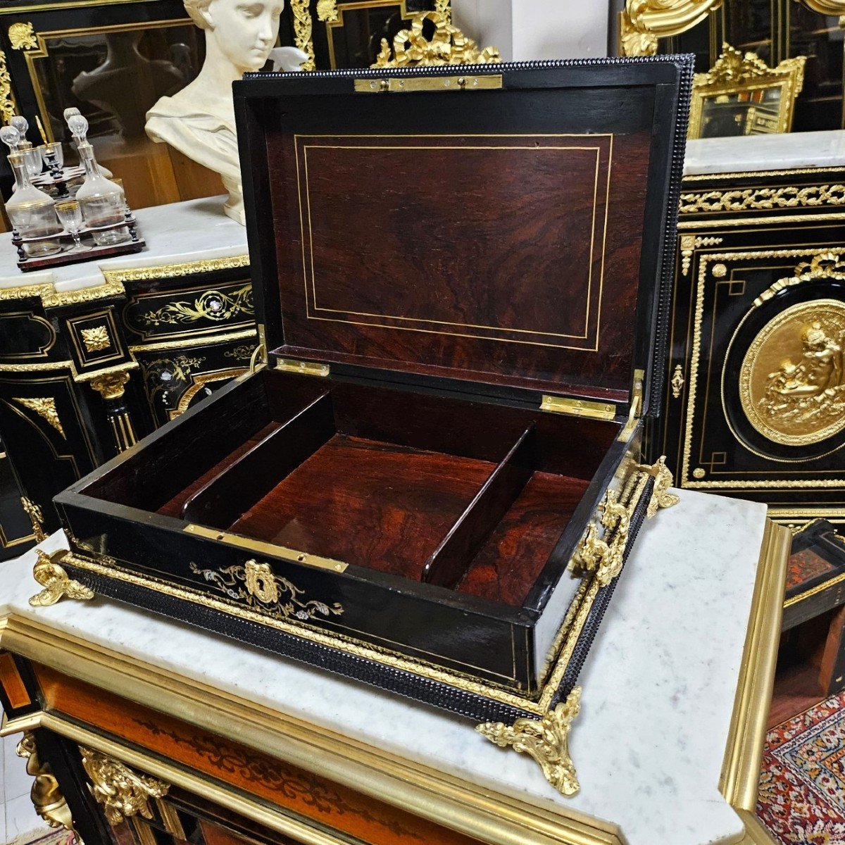Large Box Or Box In Boulle Marquetry Napoleon III Period Napoleon 3-photo-1