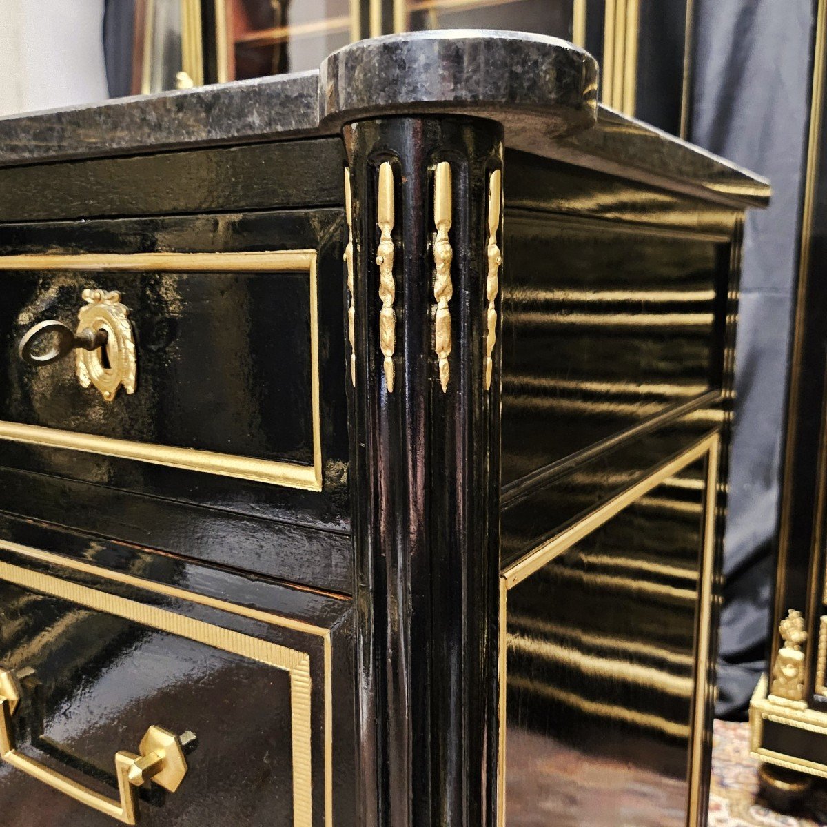 Rare Napoleon III Period Chest Of Drawers With Gilded Bronze Ornamentation - Napoleon 3 Boulle-photo-3